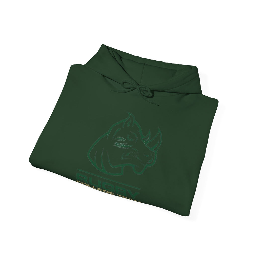 Rugby College Team Rhino Hoodie — Men's/Women's Athletic Hooded Sweatshirt