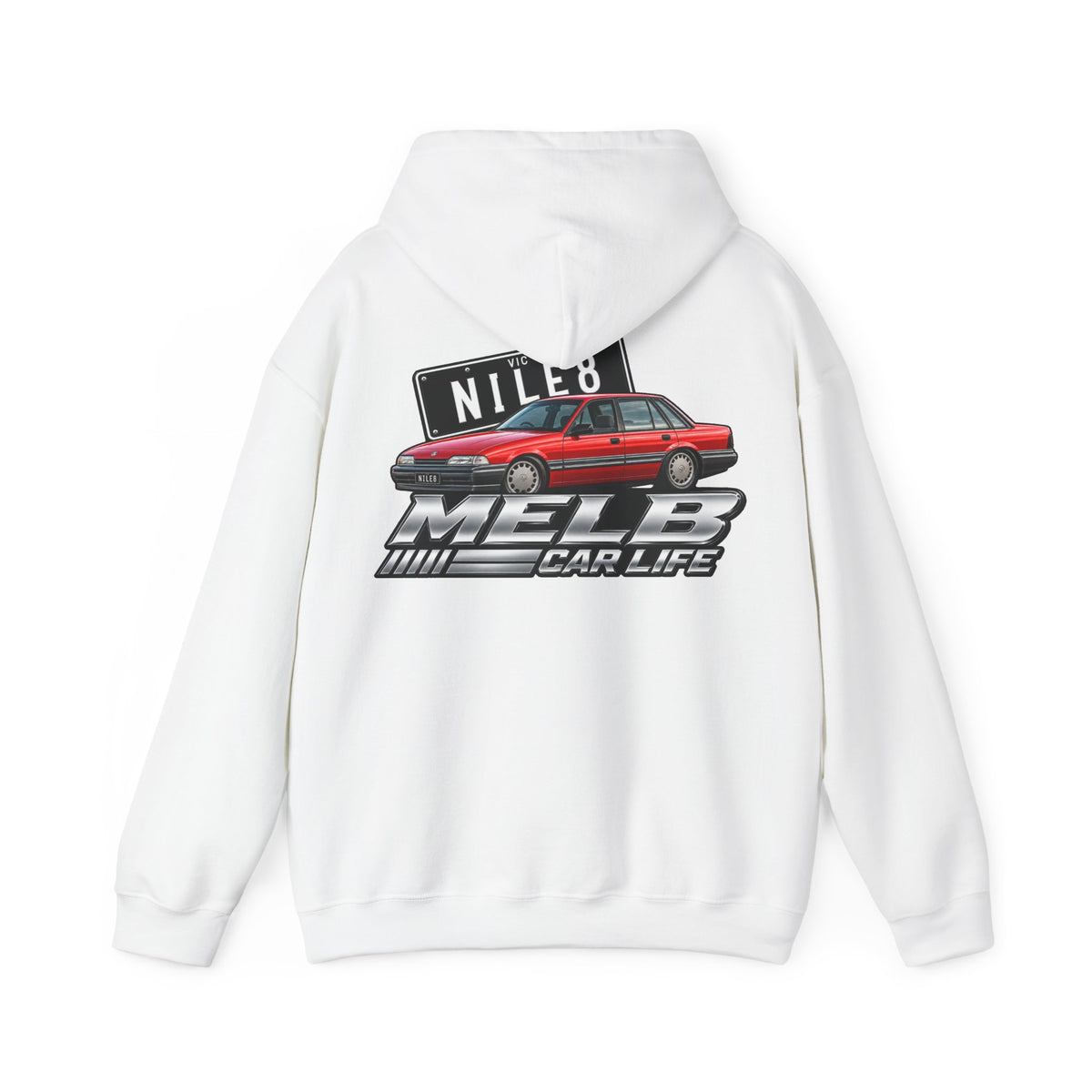 Car Life Hoodie — Red Station Wagon "NILE8" Graphic Streetwear