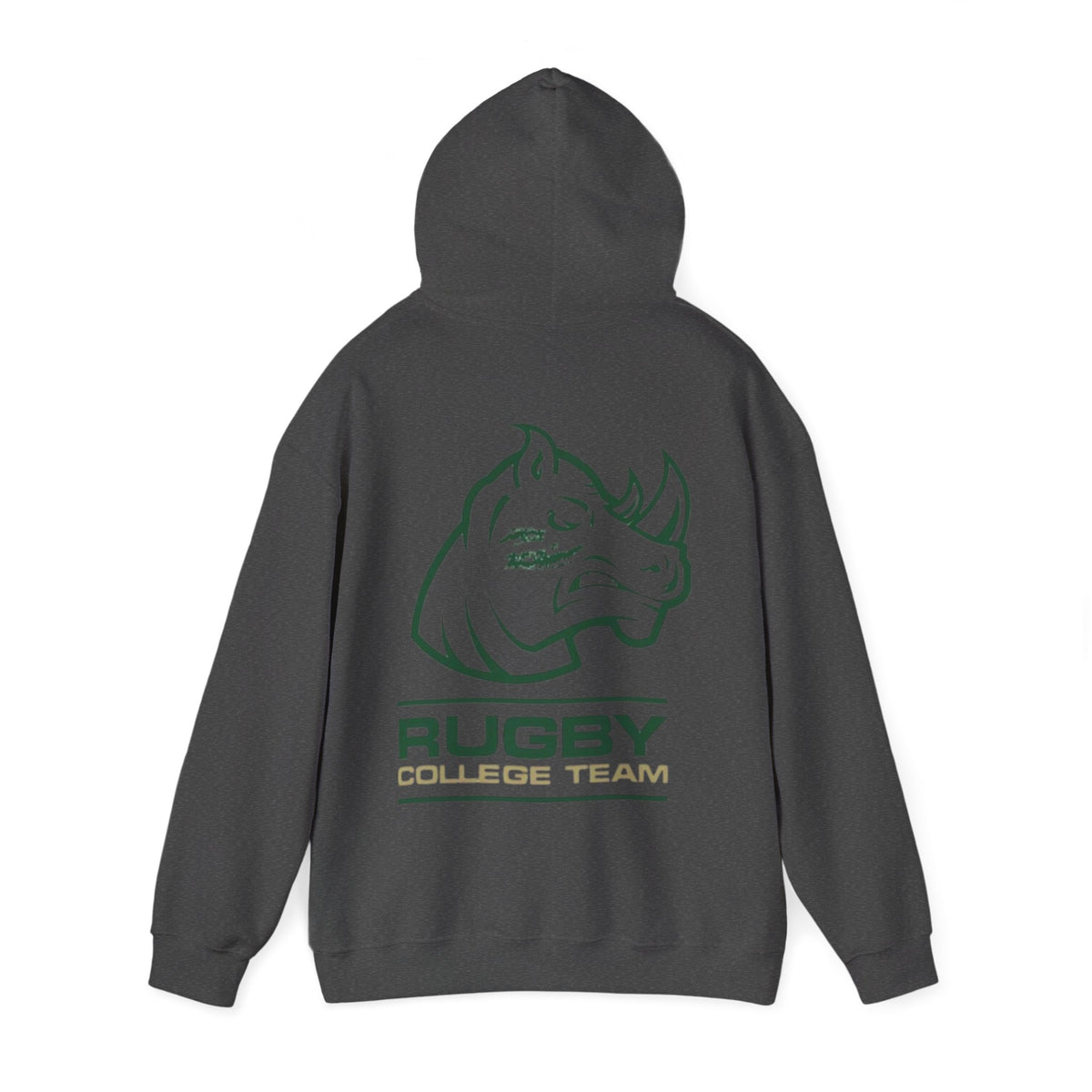 Rugby College Team Rhino Hoodie — Men's/Women's Athletic Hooded Sweatshirt