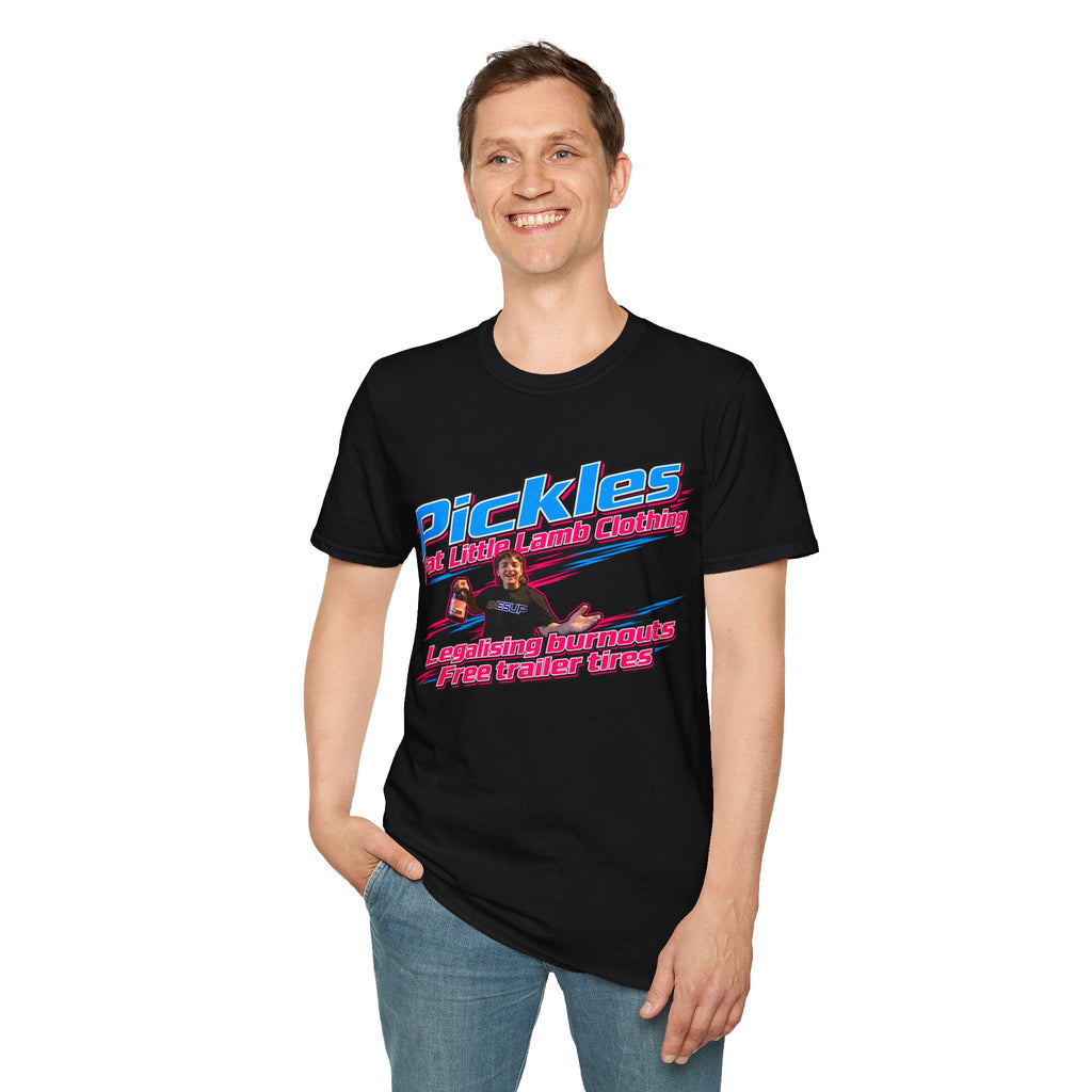 Pickles T-Shirt — "Pickles for Prime Minister" Retro Neon Political Humor Tee