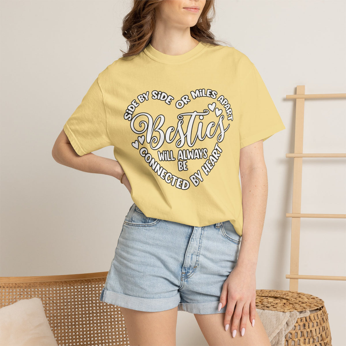 Besties Will Always Be Connected by Heart T-Shirt