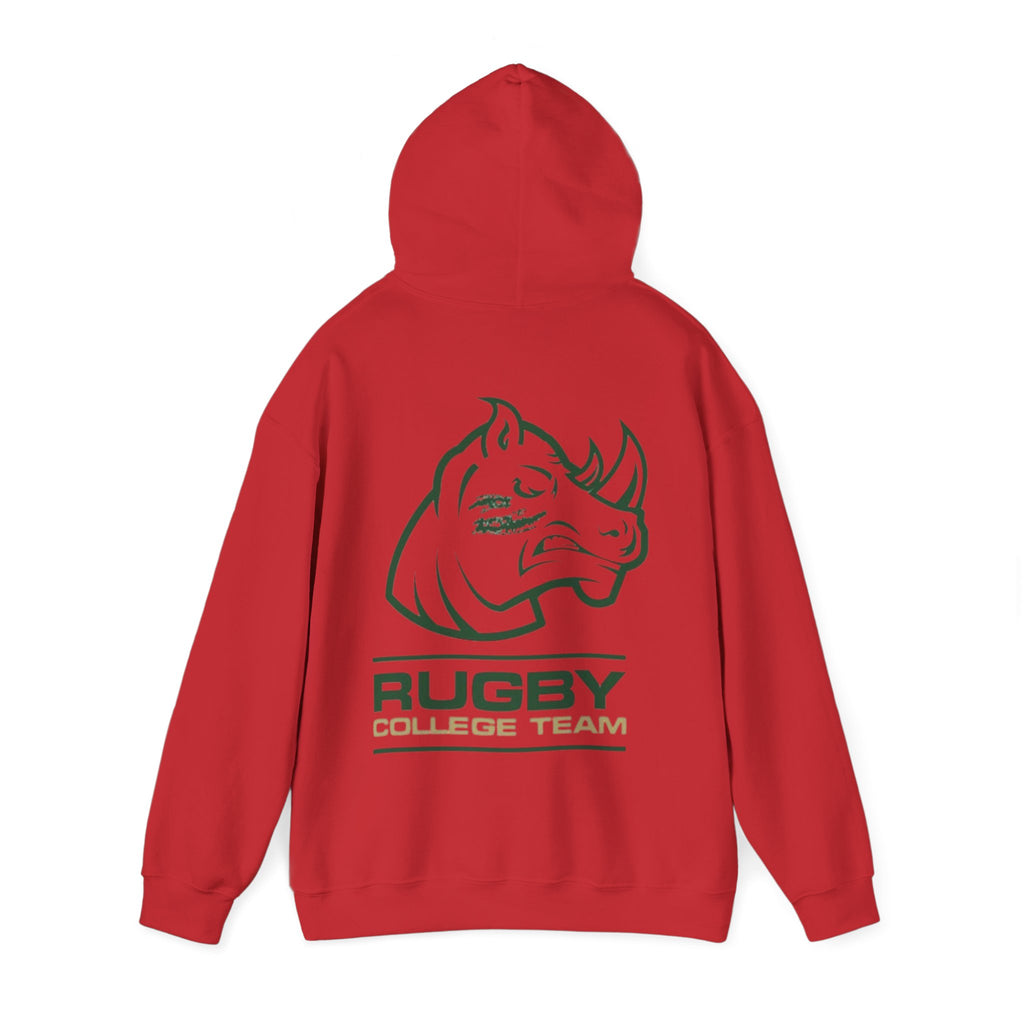 Rugby College Team Rhino Hoodie — Men's/Women's Athletic Hooded Sweatshirt