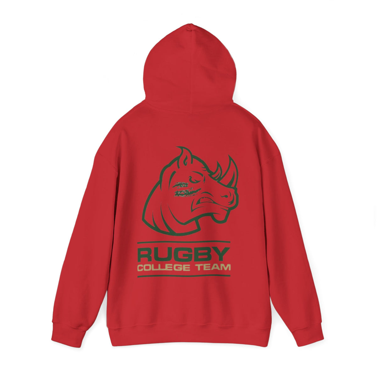 Rugby College Team Rhino Hoodie — Men's/Women's Athletic Hooded Sweatshirt