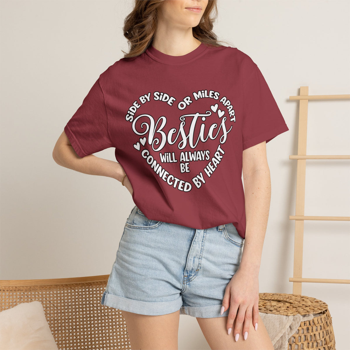 Besties Will Always Be Connected by Heart T-Shirt