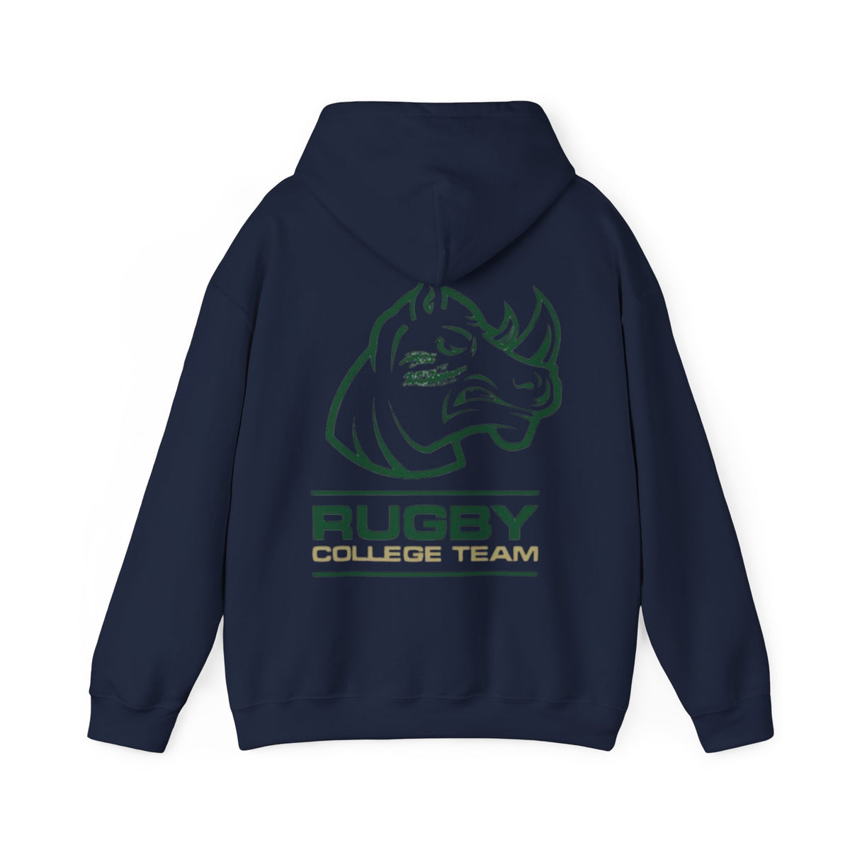 Rugby College Team Rhino Hoodie — Men's/Women's Athletic Hooded Sweatshirt