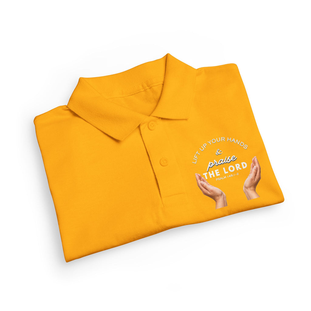 Youth Polo ( white font ) — 'In God We Trust' Hands Logo Embroidered Chest Shirt