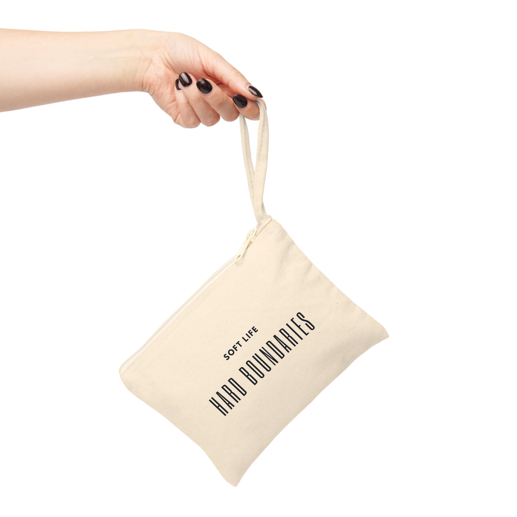 Accessory Pouch — “Soft Life, Hard Boundaries” Canvas Zipper Bag