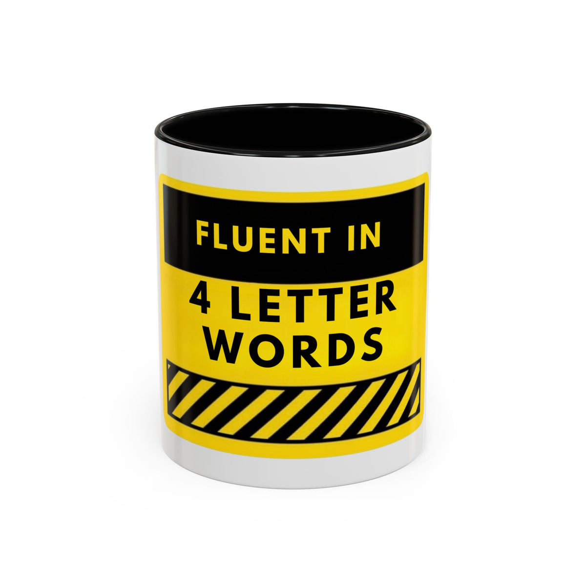 Coffee Mug — "Fluent in 4-Letter Words" Funny Retro Warning Sign
