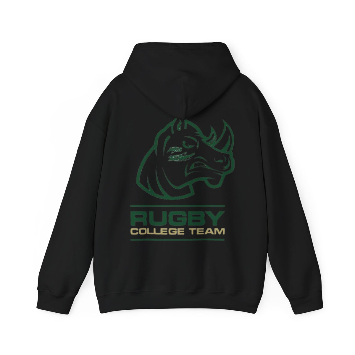 Rugby College Team Rhino Hoodie — Men's/Women's Athletic Hooded Sweatshirt