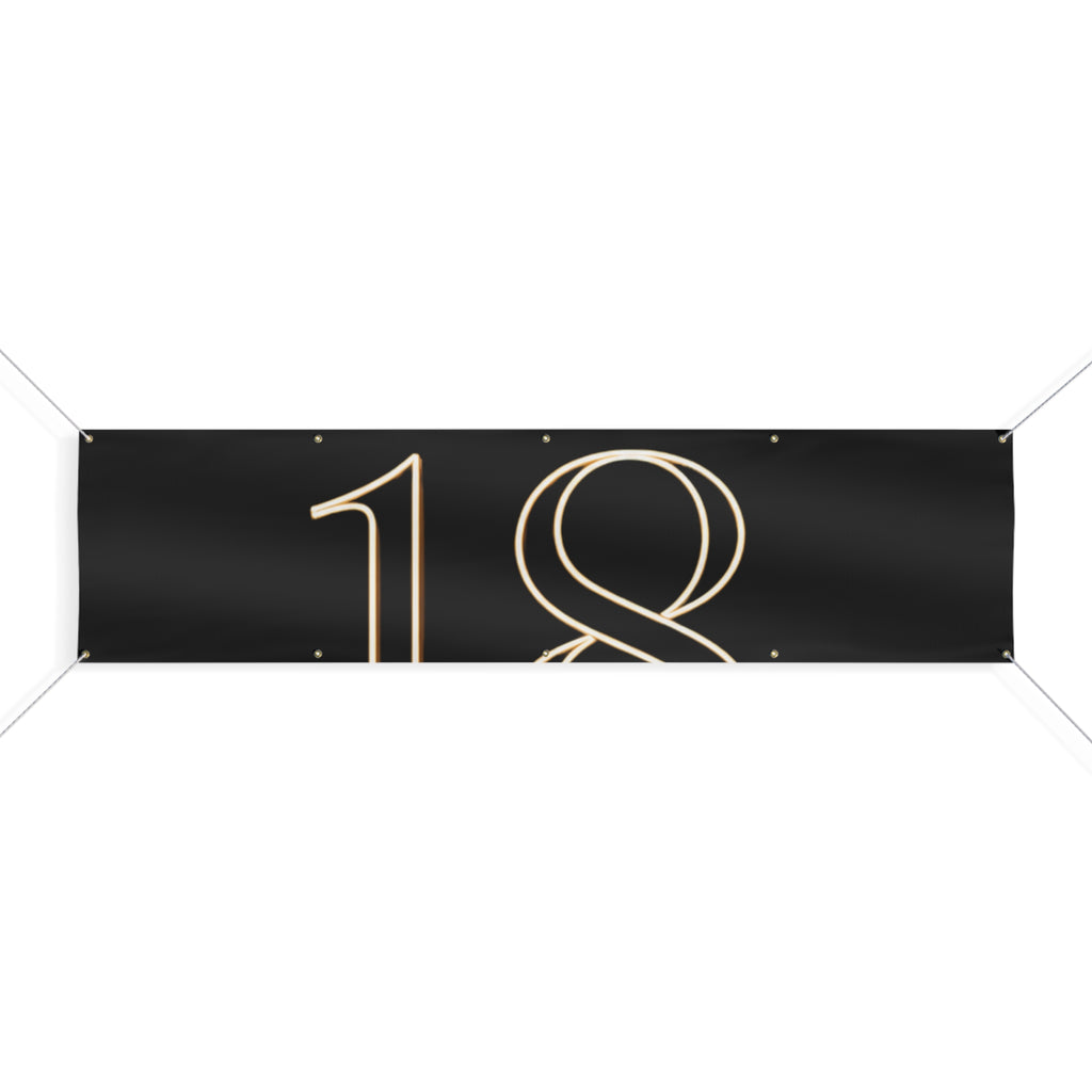 18th Birthday Matte Banner - Elegant Neon Numbers Party Sign