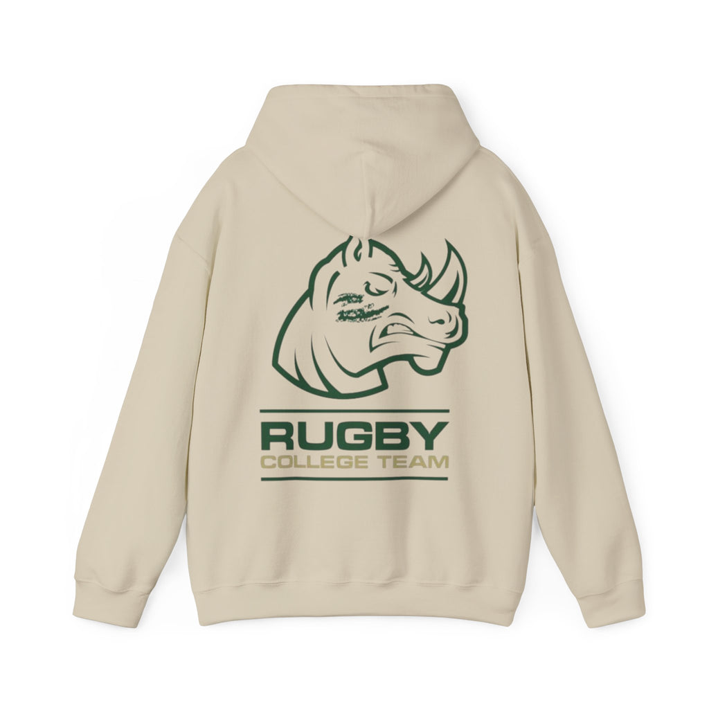 Rugby College Team Rhino Hoodie — Men's/Women's Athletic Hooded Sweatshirt