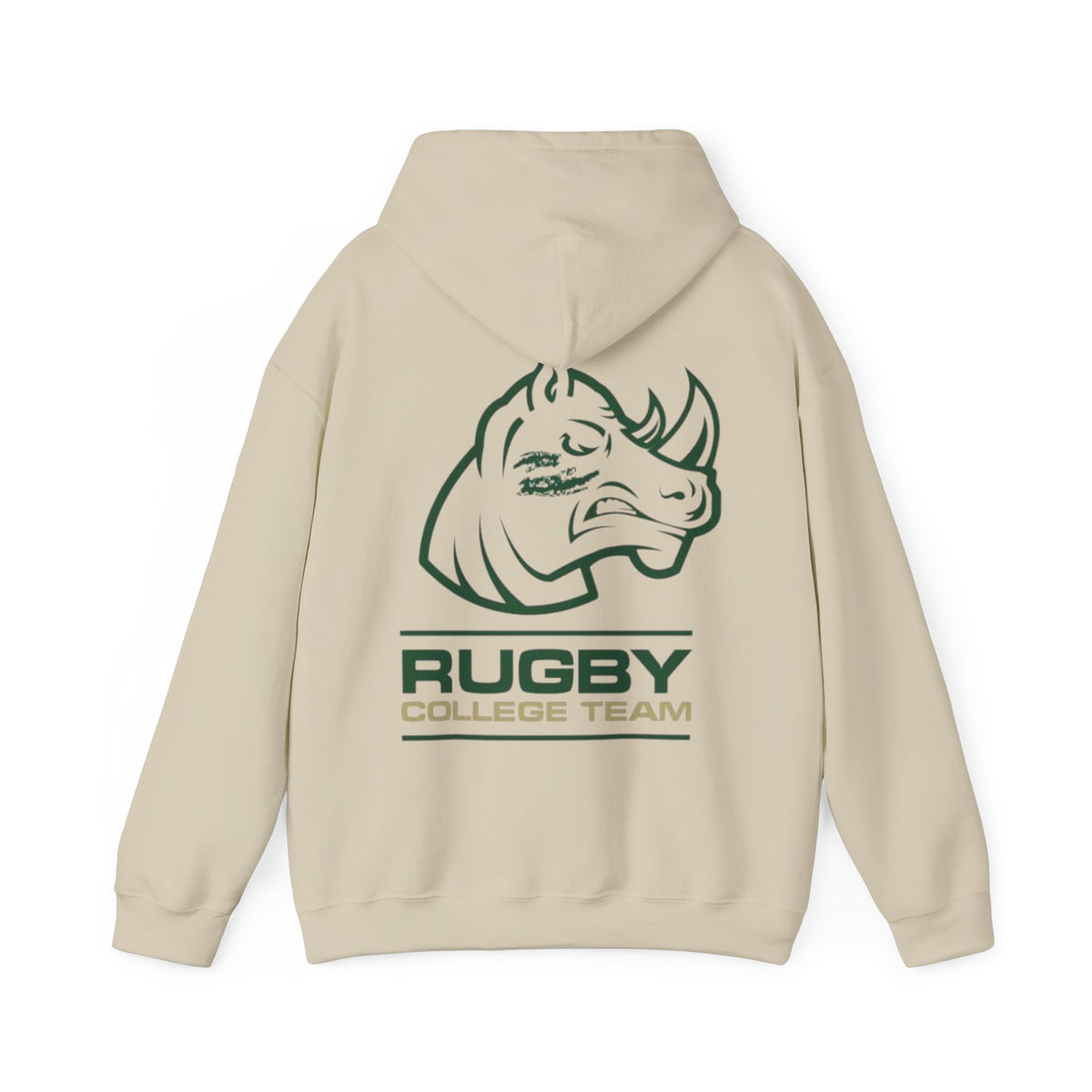 Rugby College Team Rhino Hoodie — Men's/Women's Athletic Hooded Sweatshirt