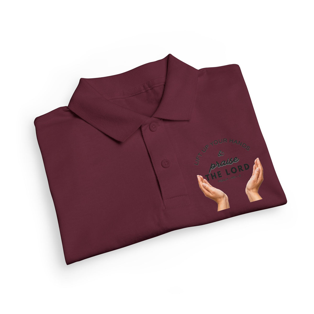 Youth Polo ( black font ) — 'In God We Trust' Hands Logo Embroidered Chest Shirt