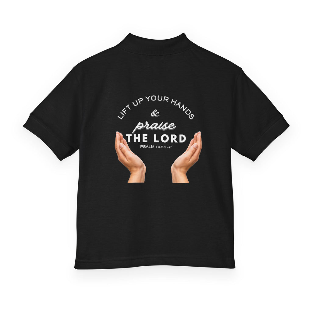 Youth Polo ( white font ) — 'In God We Trust' Hands Logo Embroidered Chest Shirt