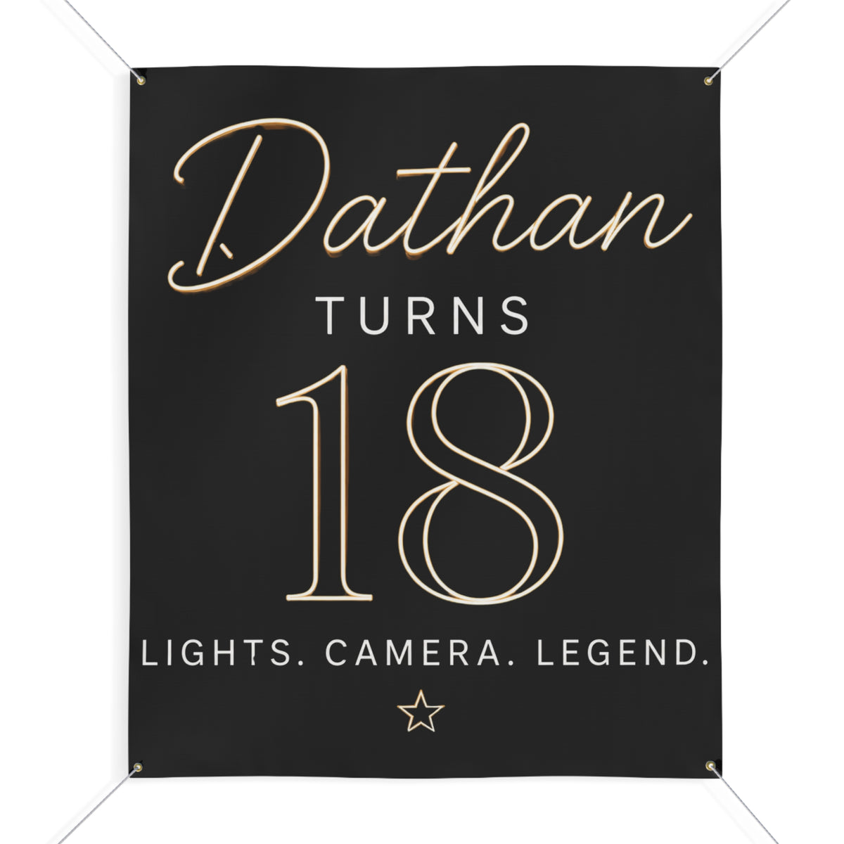 18th Birthday Matte Banner - Elegant Neon Numbers Party Sign