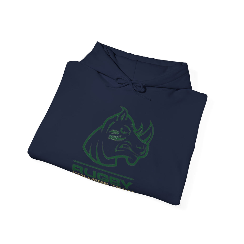 Rugby College Team Rhino Hoodie — Men's/Women's Athletic Hooded Sweatshirt