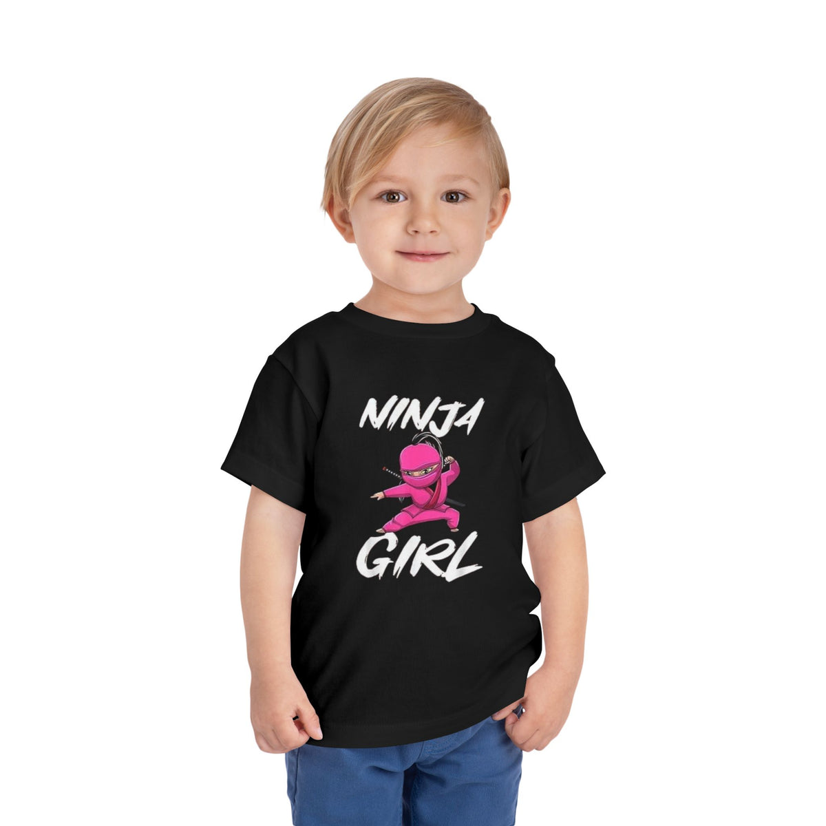 Ninja Girl Toddler Tee 2 - Pink Ninja Graphic Short Sleeve Shirt