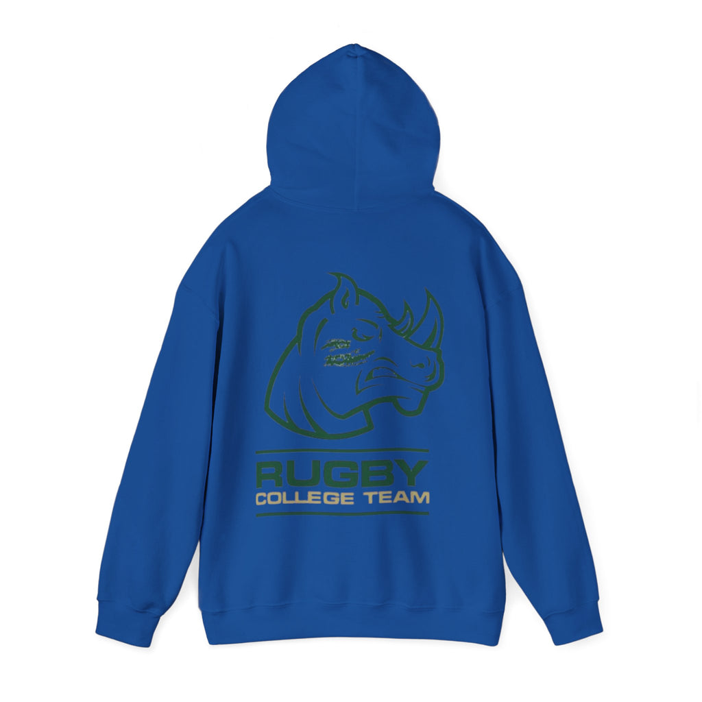 Rugby College Team Rhino Hoodie — Men's/Women's Athletic Hooded Sweatshirt