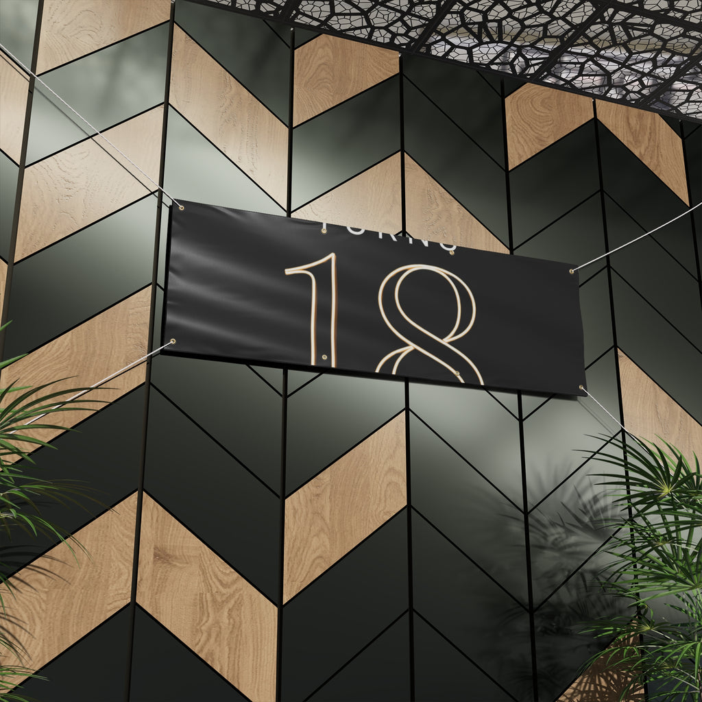18th Birthday Matte Banner - Elegant Neon Numbers Party Sign