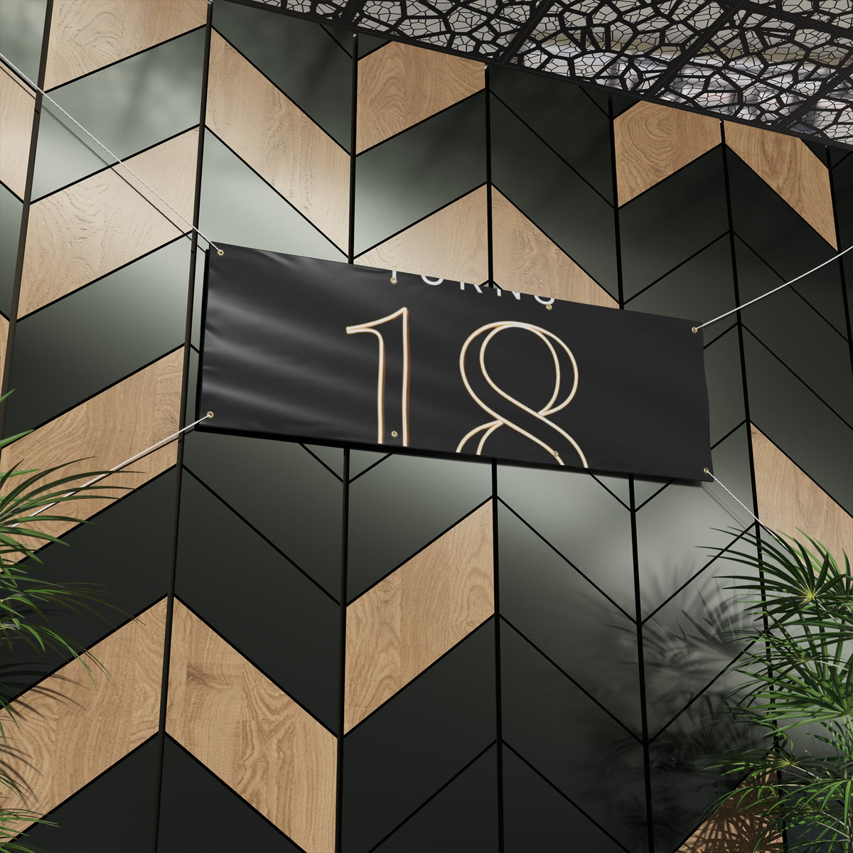 18th Birthday Matte Banner - Elegant Neon Numbers Party Sign