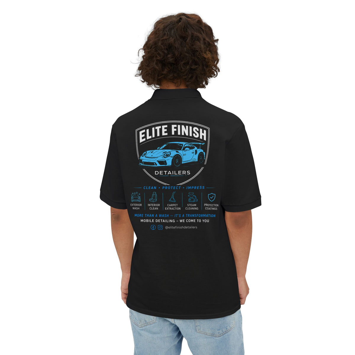 Polo Shirt — "Elite Finish Detailers" Car Care Graphic Polo