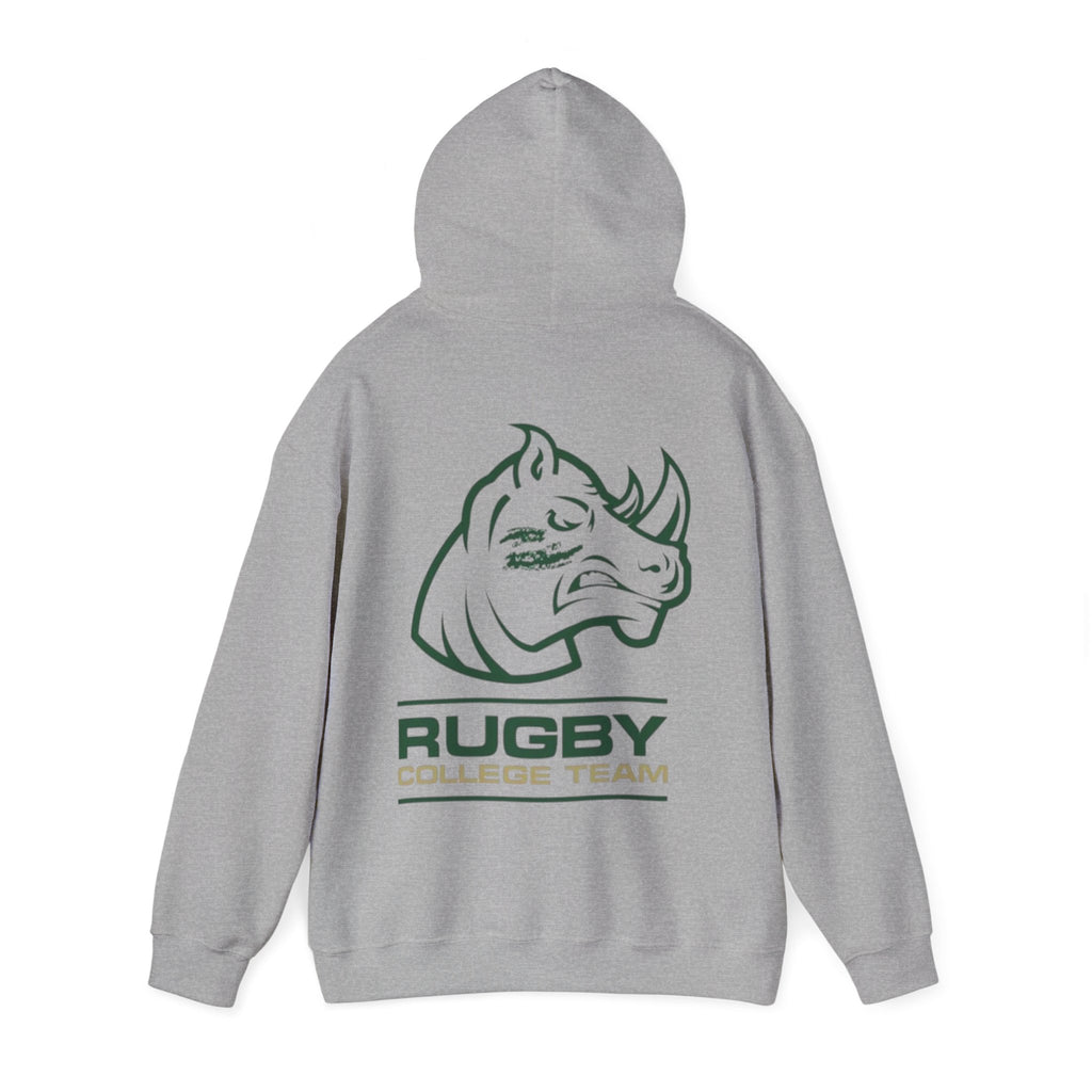 Rugby College Team Rhino Hoodie — Men's/Women's Athletic Hooded Sweatshirt