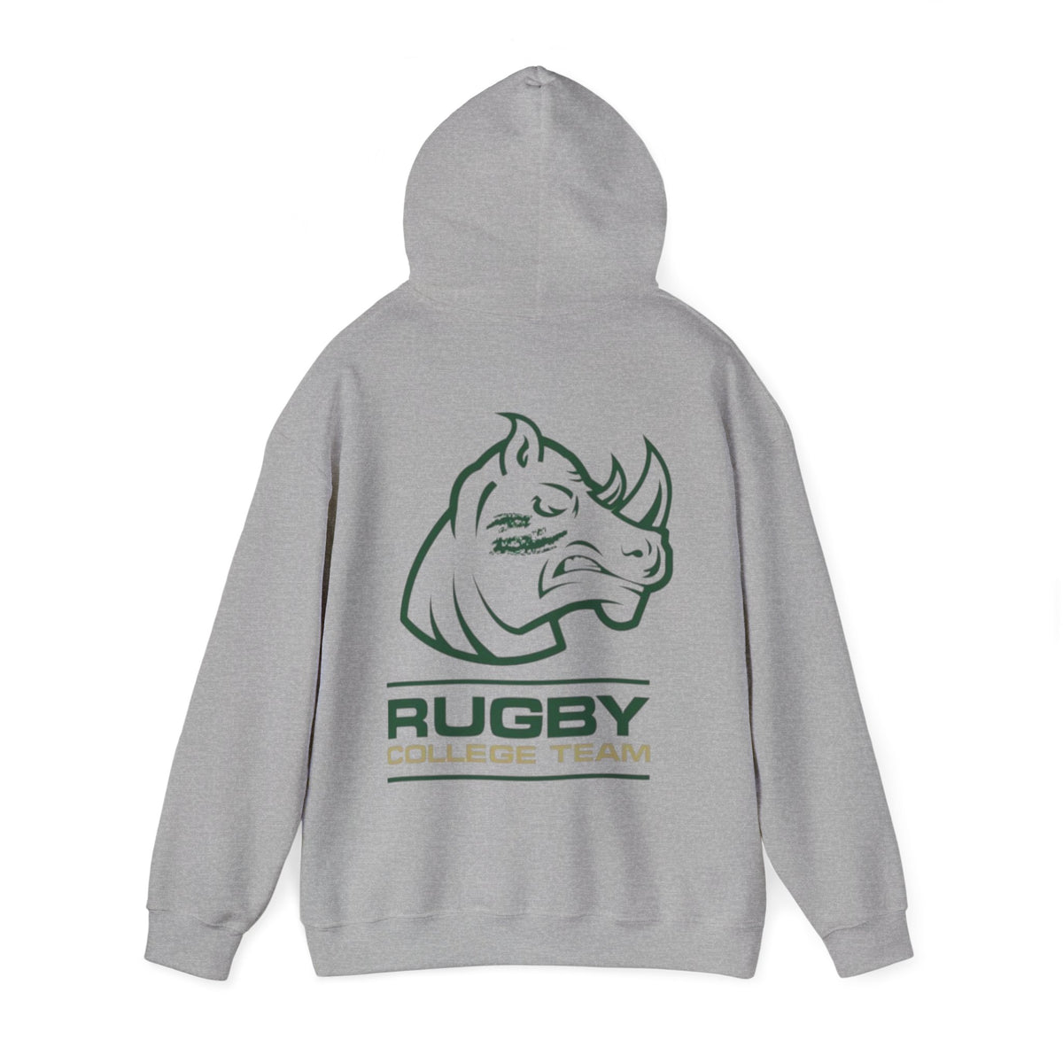 Rugby College Team Rhino Hoodie — Men's/Women's Athletic Hooded Sweatshirt