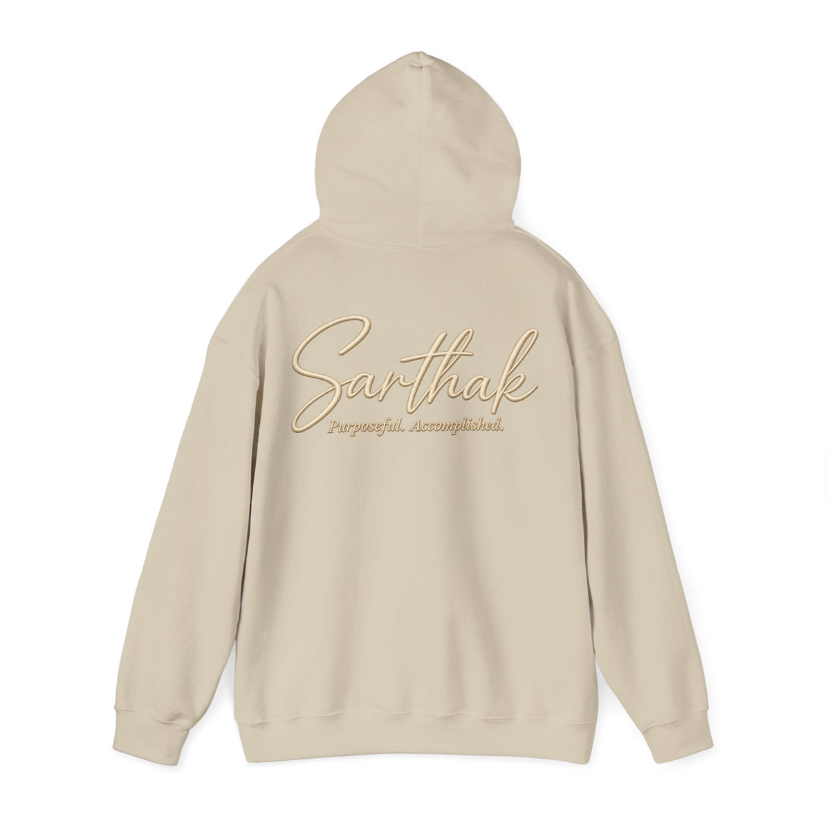 Sarthak Script Hoodie — “Purposeful. Accomplished.” Inspirational Name Hooded Sweatshirt
