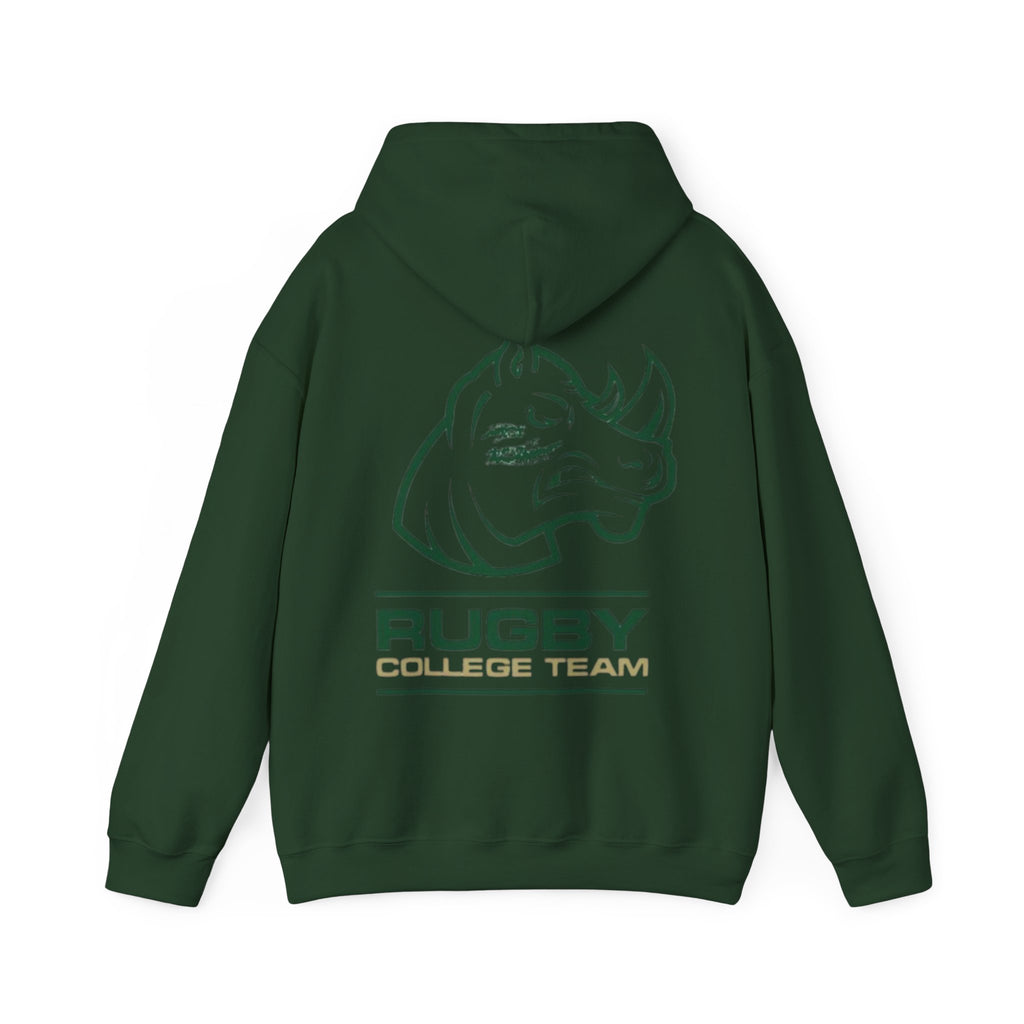 Rugby College Team Rhino Hoodie — Men's/Women's Athletic Hooded Sweatshirt