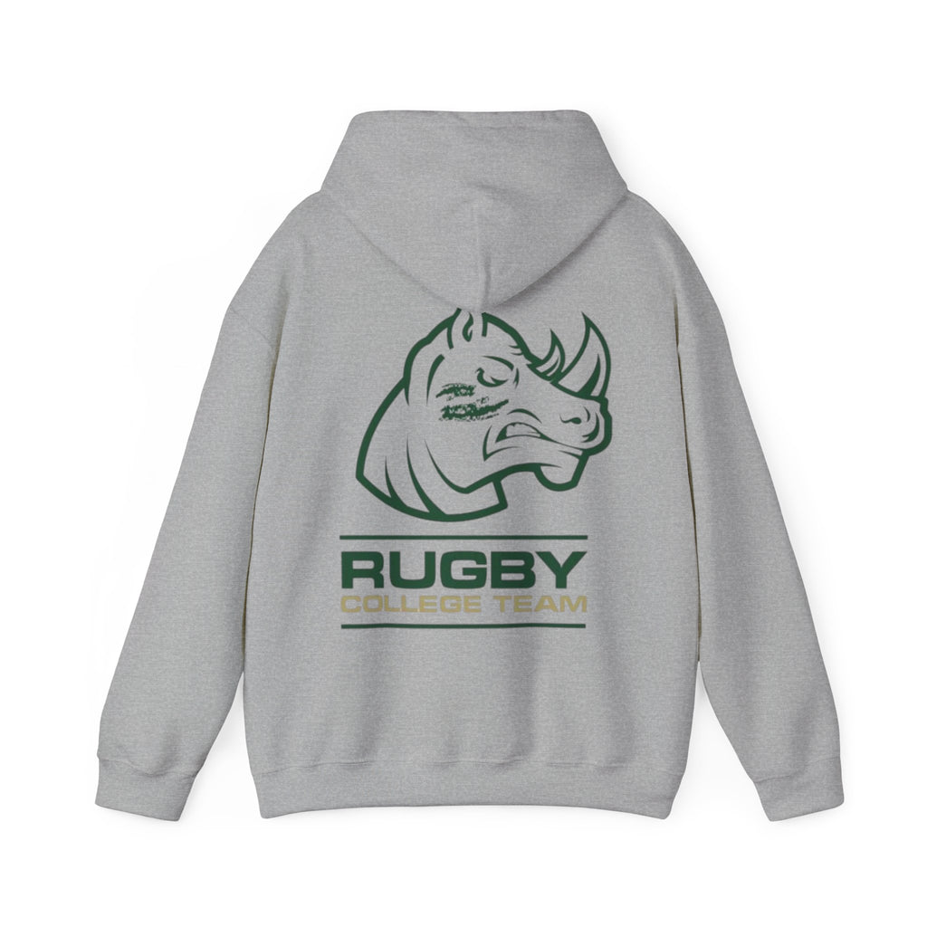 Rugby College Team Rhino Hoodie — Men's/Women's Athletic Hooded Sweatshirt