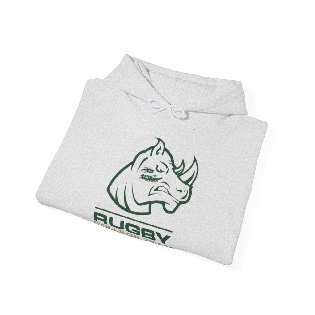 Rugby College Team Rhino Hoodie — Men's/Women's Athletic Hooded Sweatshirt