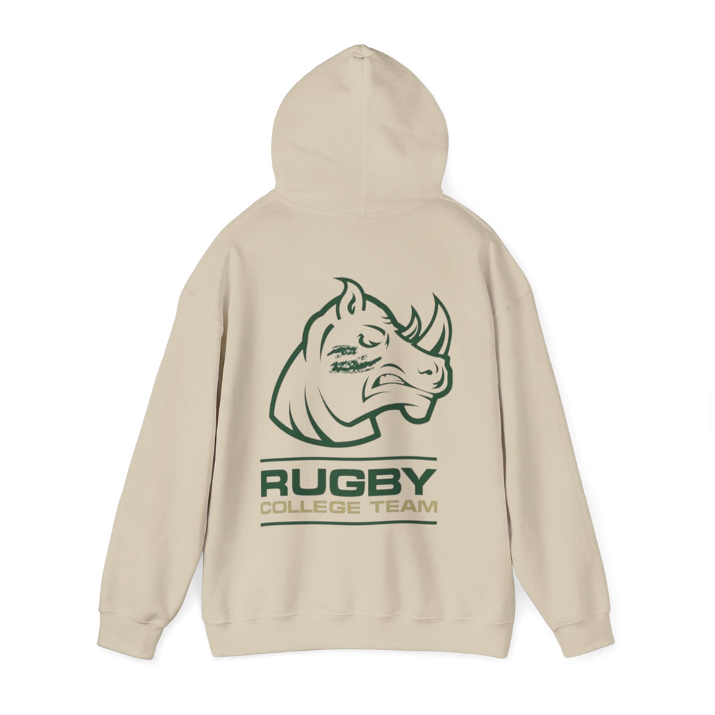 Rugby College Team Rhino Hoodie — Men's/Women's Athletic Hooded Sweatshirt