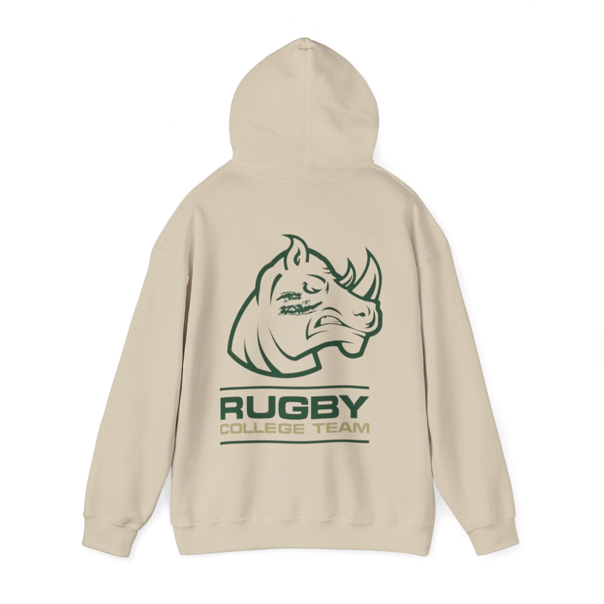 Rugby College Team Rhino Hoodie — Men's/Women's Athletic Hooded Sweatshirt