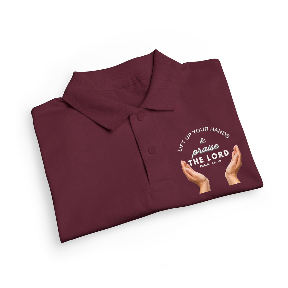Youth Polo ( white font ) — 'In God We Trust' Hands Logo Embroidered Chest Shirt