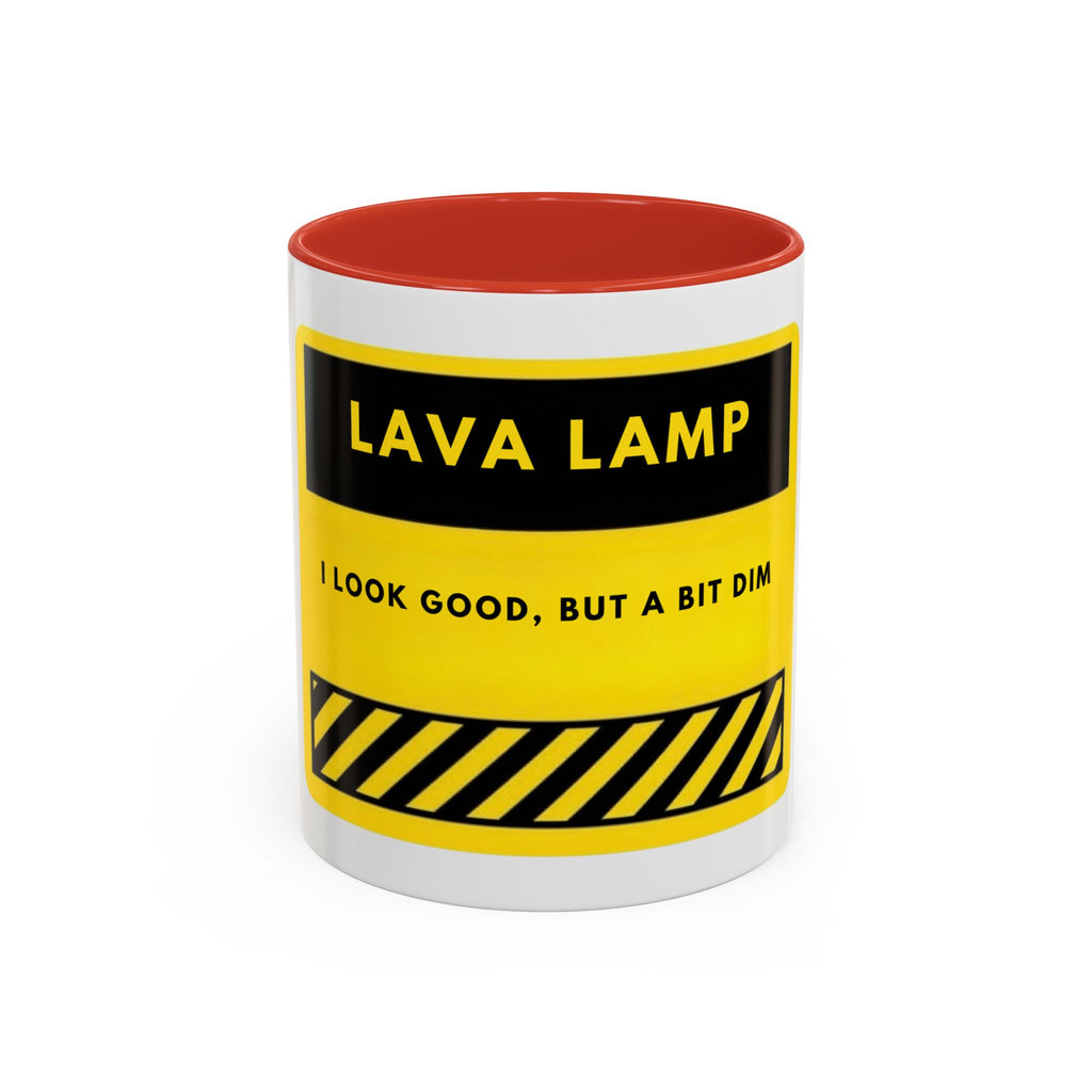 Lava Lamp Coffee Mug — Funny Yellow 'I Look Good, But a Bit Dim' Accent Mug