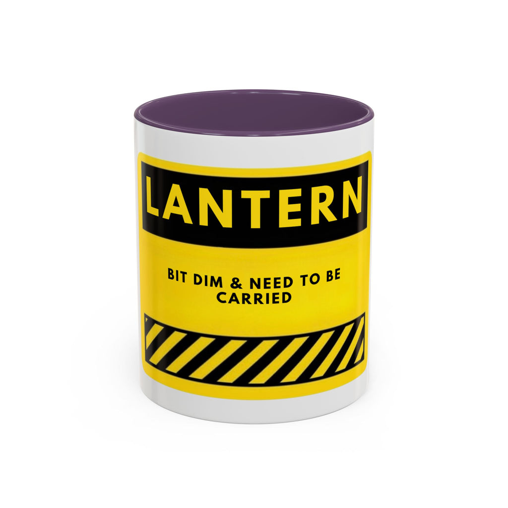 Lantern Novelty Coffee Mug — "Lantern: Bit Dim & Need To Be Carried" Yellow Warning Sign Accent Mug