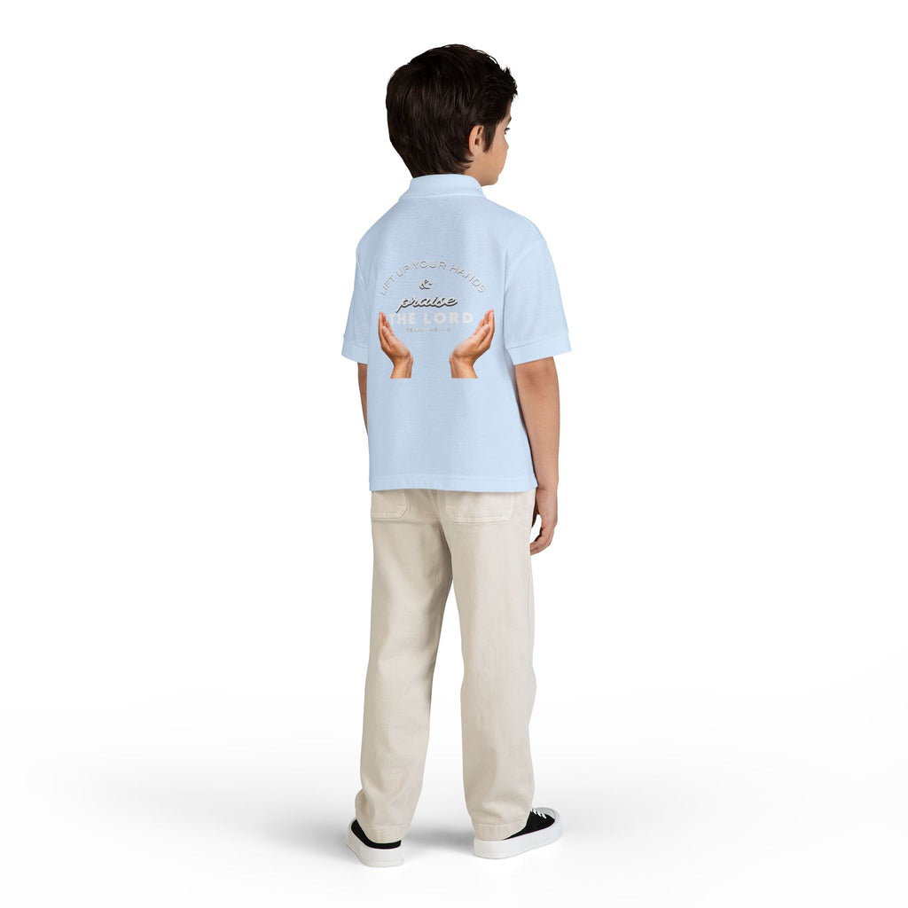 Youth Polo ( white font ) — 'In God We Trust' Hands Logo Embroidered Chest Shirt