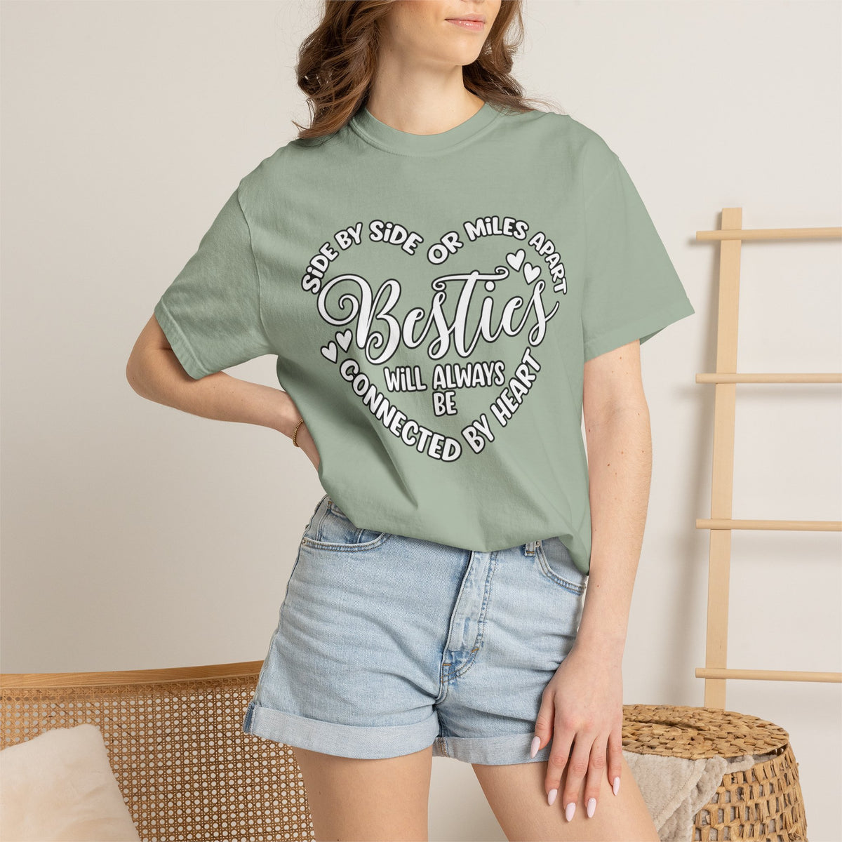 Besties Will Always Be Connected by Heart T-Shirt