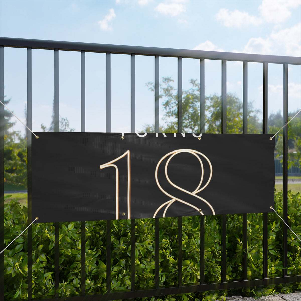 18th Birthday Matte Banner - Elegant Neon Numbers Party Sign