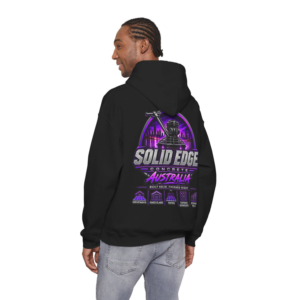 Solid Edge Concrete Australia Hoodie — Retro Neon Logo Workwear