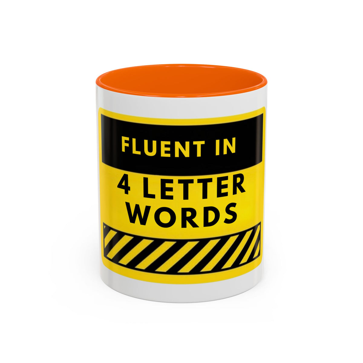 Coffee Mug — "Fluent in 4-Letter Words" Funny Retro Warning Sign