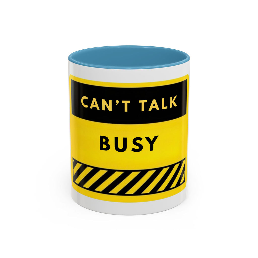 Accent Coffee Mug — "Can't Talk Busy" Yellow Caution Coffee Mug (11/15 oz)