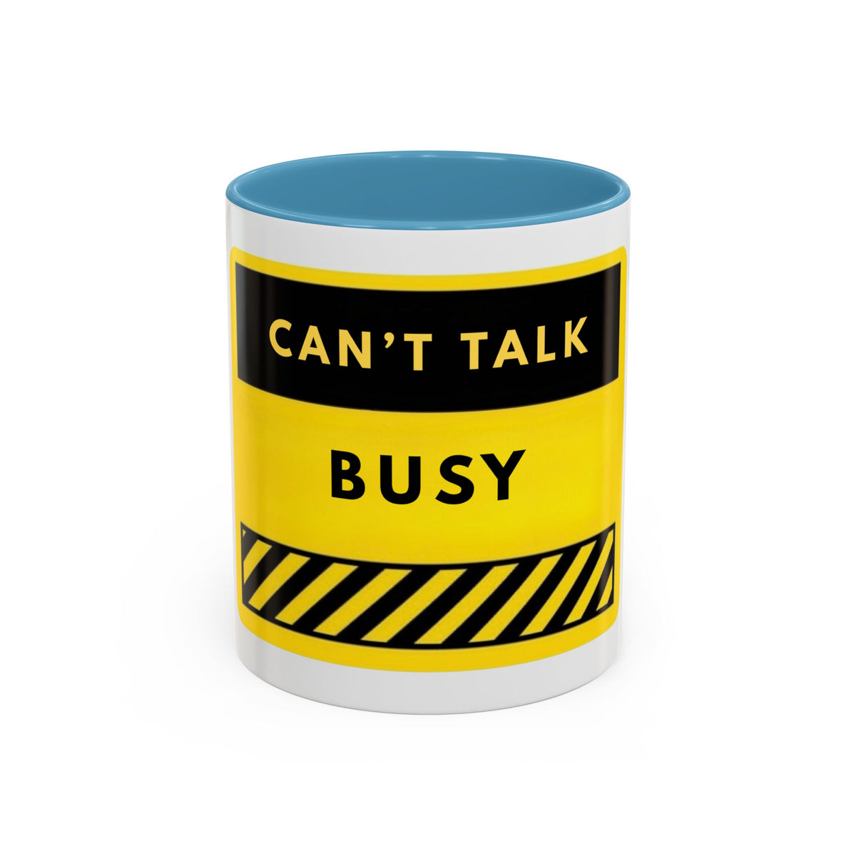 Accent Coffee Mug — "Can't Talk Busy" Yellow Caution Coffee Mug (11/15 oz)