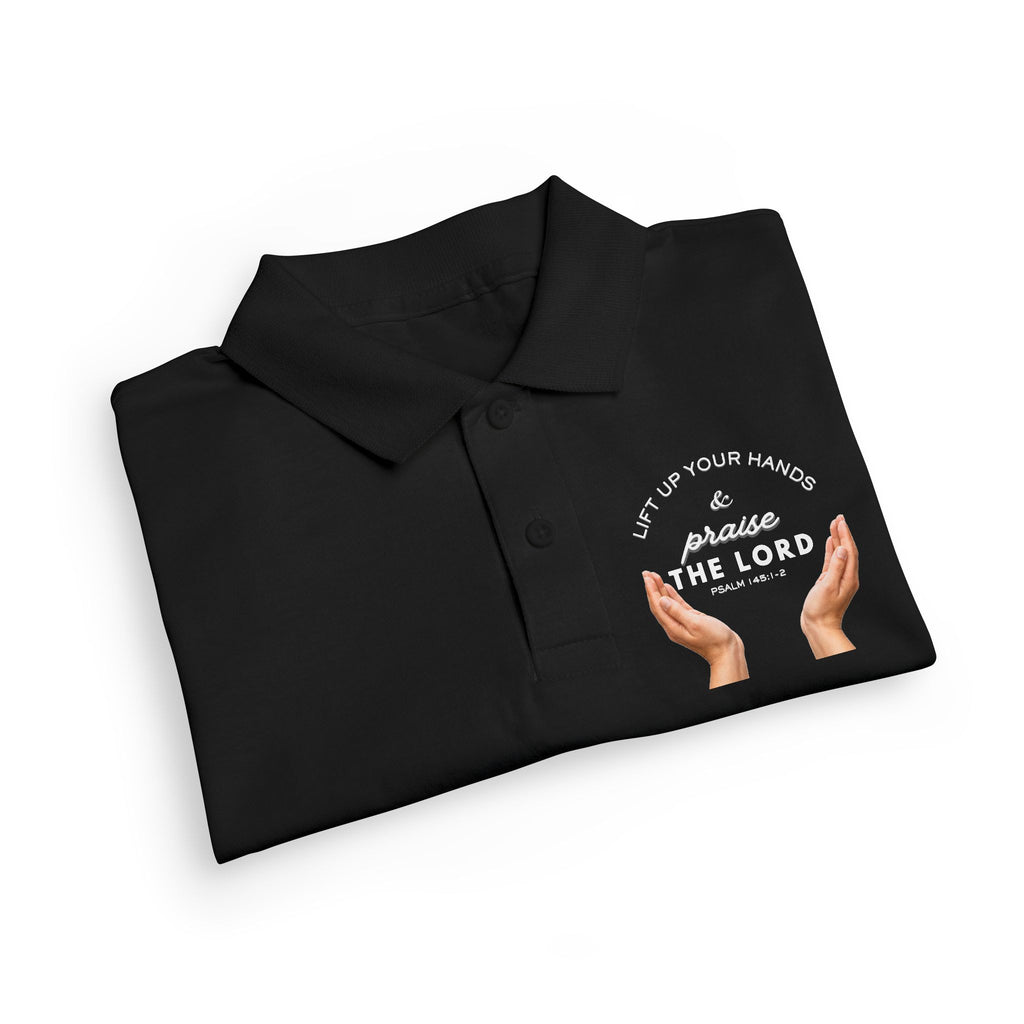 Youth Polo ( white font ) — 'In God We Trust' Hands Logo Embroidered Chest Shirt