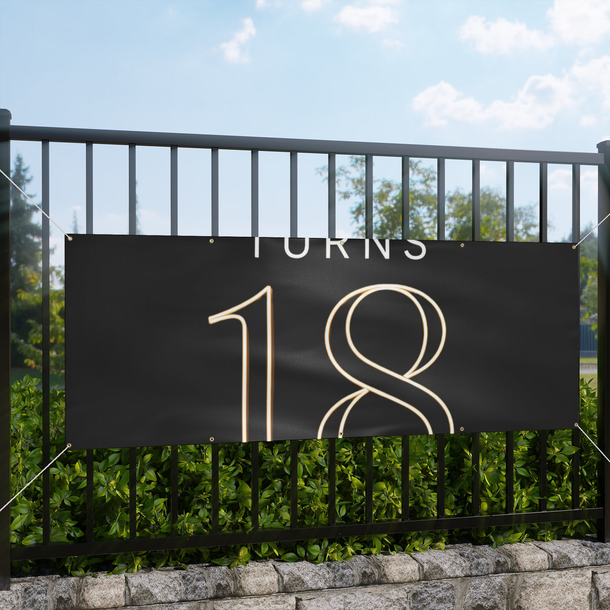 18th Birthday Matte Banner - Elegant Neon Numbers Party Sign