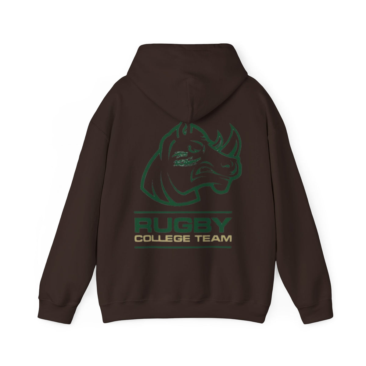 Rugby College Team Rhino Hoodie — Men's/Women's Athletic Hooded Sweatshirt
