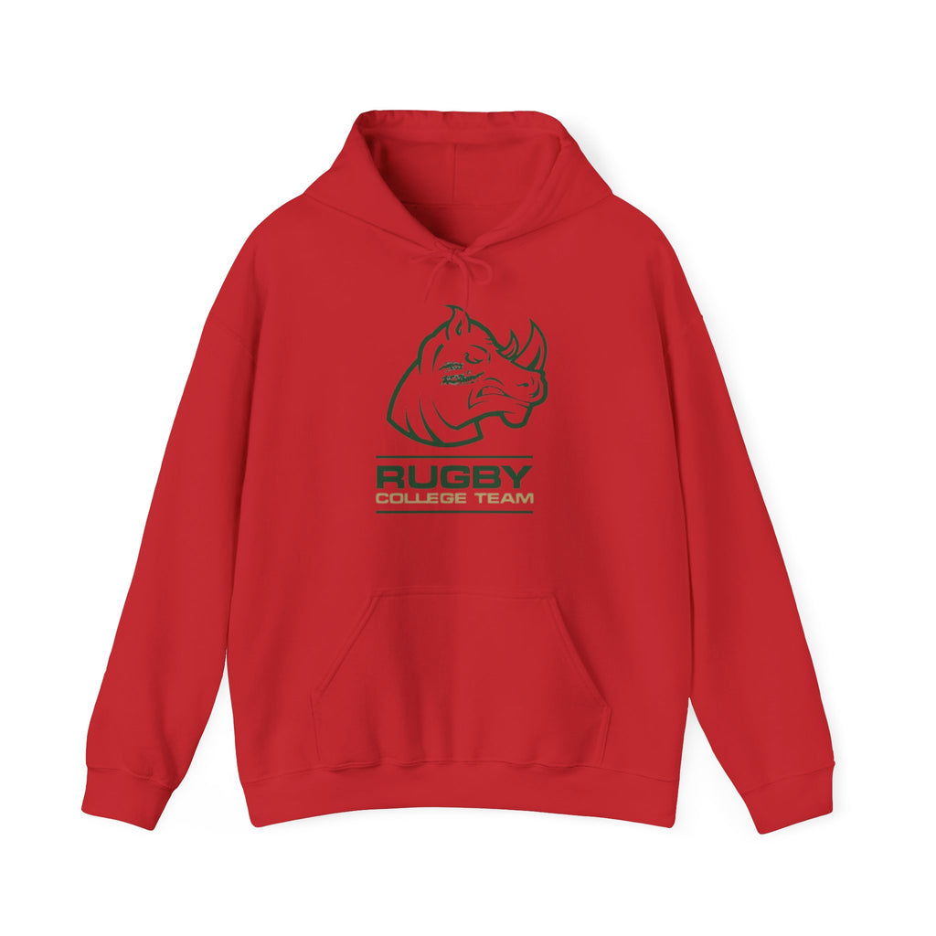 Rugby College Team Rhino Hoodie — Men's/Women's Athletic Hooded Sweatshirt
