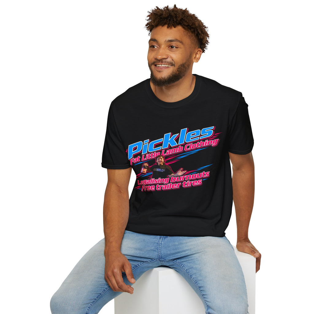 Pickles T-Shirt — "Pickles for Prime Minister" Retro Neon Political Humor Tee