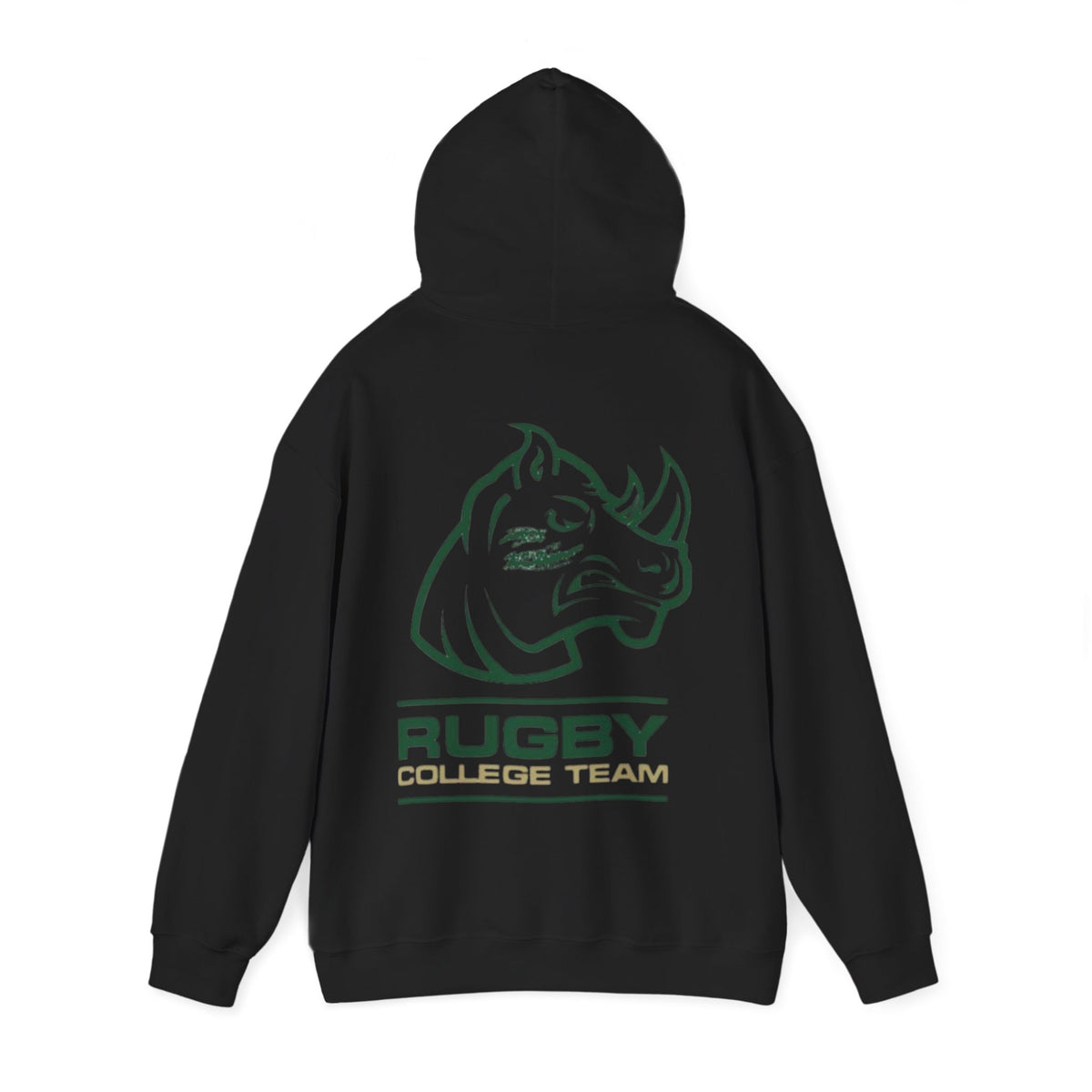 Rugby College Team Rhino Hoodie — Men's/Women's Athletic Hooded Sweatshirt