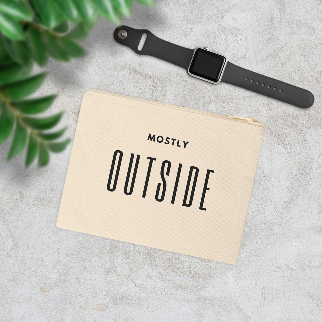 Mostly Outside Canvas Zipper Pouch – Travel Makeup & Accessory Bag